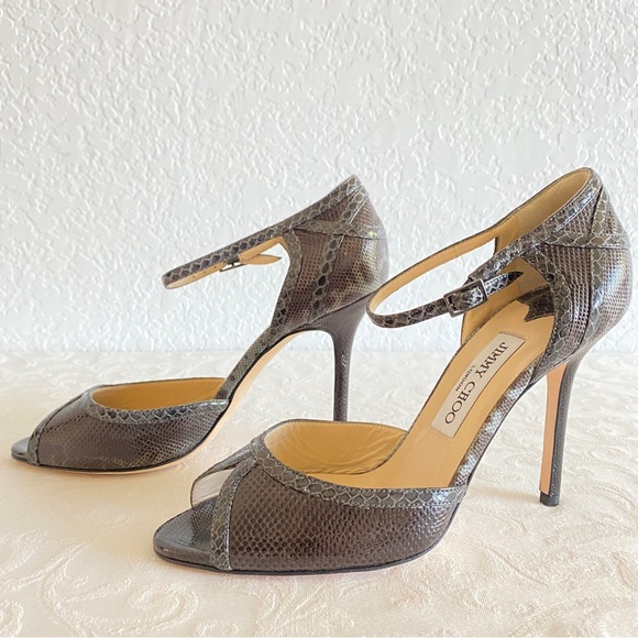 Jimmy Choo Two Tone Karung Leather Sandals - Picture 2 of 11